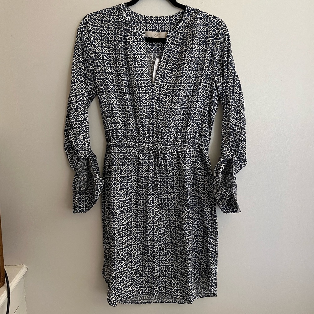 Loft Blue and White Dress NWT